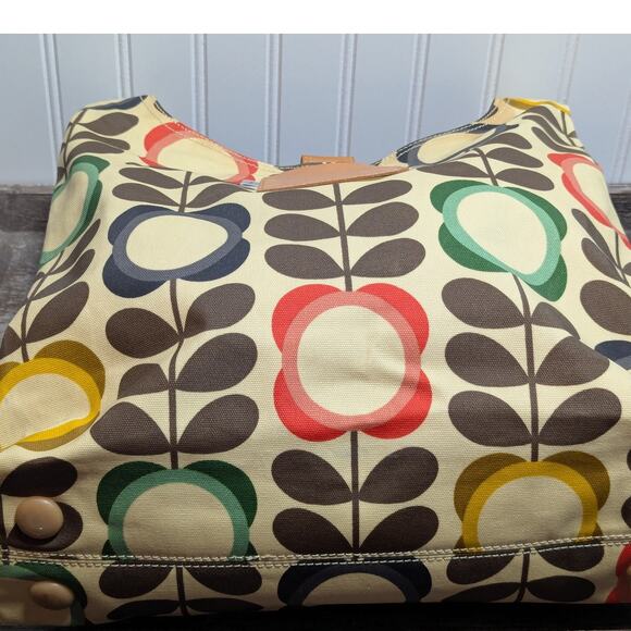 Orla Kiely Womens Multicolor Floral Waxed Canvas Crossbody Adjustable Strap Bag - Picture 8 of 8